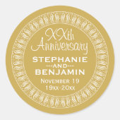 50th Wedding Jubileum Gepersonaliseerd goud Ronde Sticker (Voorkant)