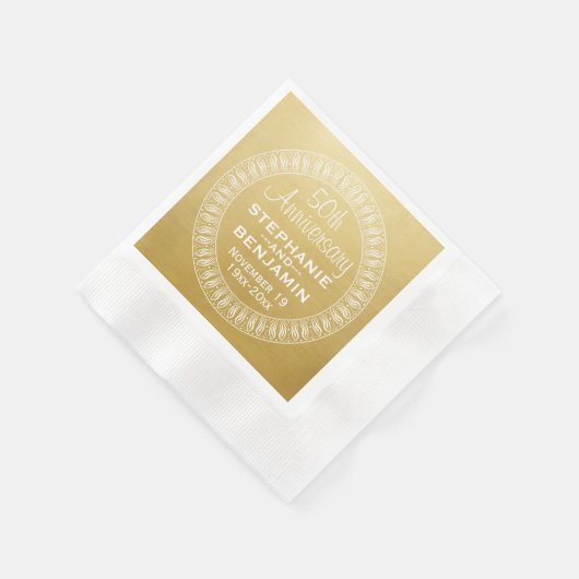 50th Wedding Jubileum Gepersonaliseerd goud Servetten (Hoek)