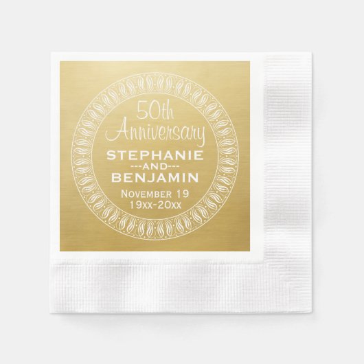 50th Wedding Jubileum Gepersonaliseerd goud Servetten (Voorkant)