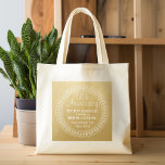 50th Wedding Jubileum Gepersonaliseerd goud Tote Bag<br><div class="desc">GEEN REAL gouden folie — alleen een AFDRUKKING. Traditionele Gold and White Border - Ideaal geschenk voor ouders of grootouders. Een koepel dat u kunt aanpassen.</div>