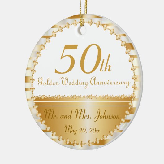50th Wedding Jubileum Gepersonaliseerd Keramisch Ornament (Links)