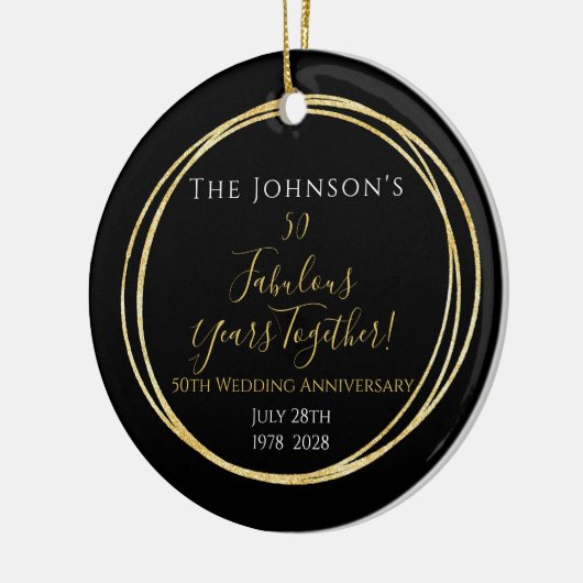 50th Wedding Jubileum Gepersonaliseerd Keramisch Ornament (Links)