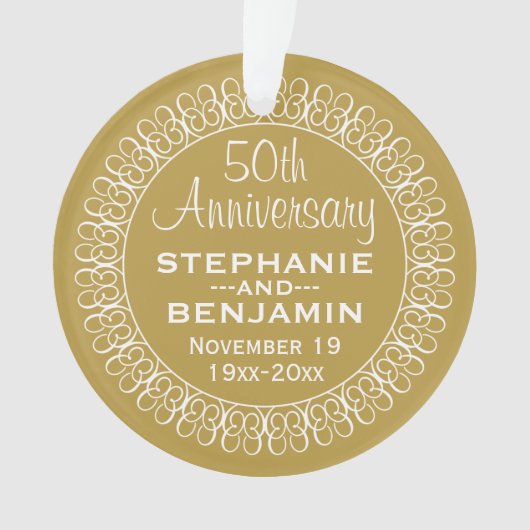 50th Wedding Jubileum Gepersonaliseerd Ornament (voorkant)