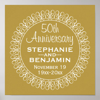 50th Wedding Jubileum Gepersonaliseerd Poster