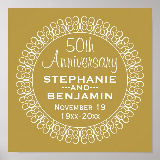 50th Wedding Jubileum Gepersonaliseerd Poster (Voorkant)