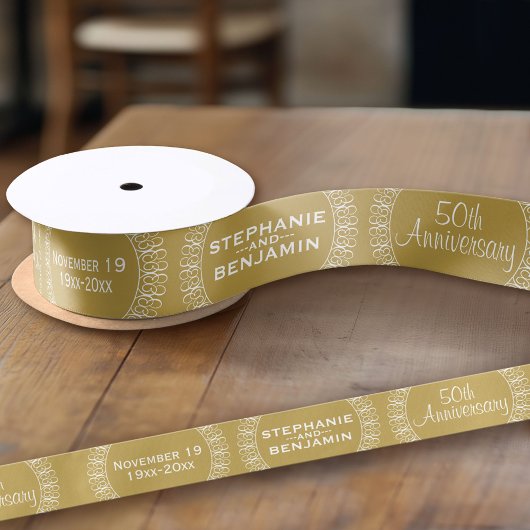 50th Wedding Jubileum Gepersonaliseerd Satijnen Lint