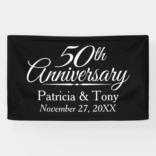 50th Wedding Jubileum Gepersonaliseerd Spandoek (Horizontaal)