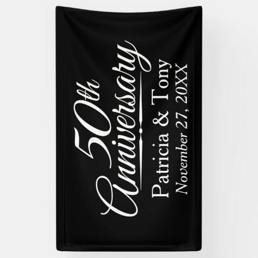 50th Wedding Jubileum Gepersonaliseerd Spandoek (Verticaal)