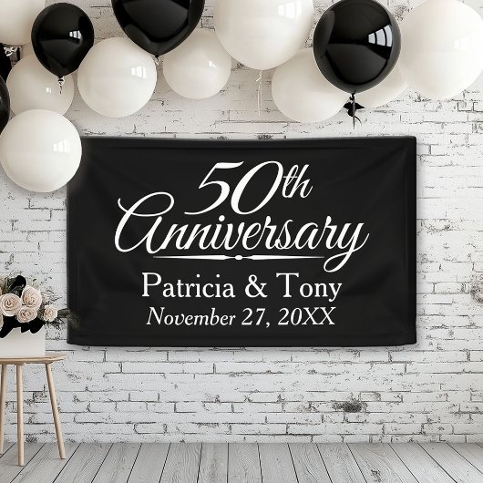 50th Wedding Jubileum Gepersonaliseerd Spandoek