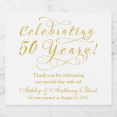 50th Wedding Jubileum Gepersonaliseerd Sparkling Wijnetiket (Enkel label)