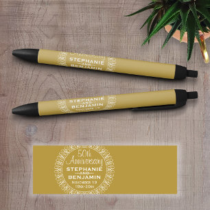 50th Wedding Jubileum Gepersonaliseerd Zwarte Inkt Pen