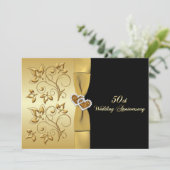 50th Wedding Jubileum Gezamenlijk Harten Uitnodige Kaart (Staand voorkant)