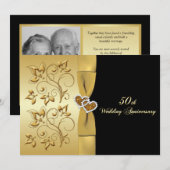 50th Wedding Jubileum Gezamenlijk Harten Uitnodige Kaart (Voorkant / Achterkant)