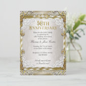 50th Wedding Jubileum Gold Beige Foto Kaart (Staand voorkant)