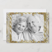 50th Wedding Jubileum Gold Beige Foto Kaart (Achterkant)