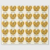 50th Wedding Jubileum Gold Black Cream V004 Cadeaupapier (Vlak)
