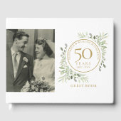 50th Wedding Jubileum Gold Greenery Foto Gastenboek (Voorkant)