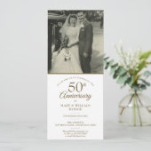 50th Wedding Jubileum Gold Heart Confetti Foto Kaart (Staand voorkant)