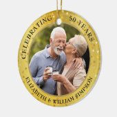 50th Wedding Jubileum Gold Hearts 2 Foto Keramisch Ornament (Links)