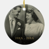 50th Wedding Jubileum Gold Hearts 2 Foto Keramisch Ornament (Achterkant)