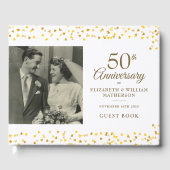 50th Wedding Jubileum Gold Hearts Foto Gastenboek (Voorkant)