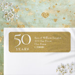 50th Wedding Jubileum Gold Return-adres Etiket<br><div class="desc">Met elegante gouden stof confetti,  is dit 50e trouwdag retour adres label ingesteld in elegante witte tekst. Ontworpen door Thisnotme©</div>