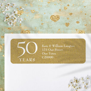 50th Wedding Jubileum Gold Return-adres Etiket