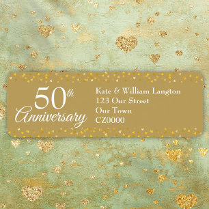 50th Wedding Jubileum Gold Return-adres Etiket