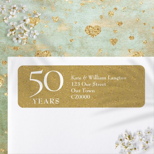 50th Wedding Jubileum Gold Return-adres Etiket