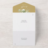 50th Wedding Jubileum Gold Script Floral All In One Uitnodiging (Buitenkant)
