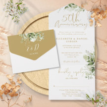 50th Wedding Jubileum Gold Script Floral