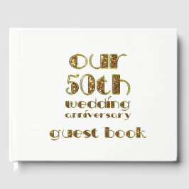 50th Wedding Jubileum Gold White Typografie Gastenboek