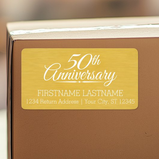 50th Wedding Jubileum Golden Return Address Etiket