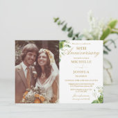 50th Wedding Jubileum Greenery Gold Foto Kaart (Staand voorkant)