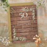 50th Wedding Jubileum Greenery Rustic Wood Kaart<br><div class="desc">Deze stijlvolle uitnodiging voor het vieren van de waterverf met een fijne tuin in een land met een roerige houten achtergrond kan worden gepersonaliseerd met speciale informatie over de viering van 50 jaar,  met een gouden achtergrond aan de andere kant. Ontworpen door: Thisnotme©</div>