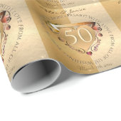 50th,Wedding Jubileum Heart Emblem Cadeaupapier (Rol Hoek)