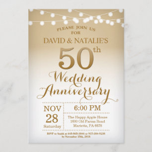 50th Wedding Jubileum Invitation Gold Kaart