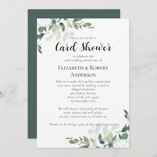 50th Wedding Jubileum Kaart Shower Uitnodiging (Voorkant / Achterkant)