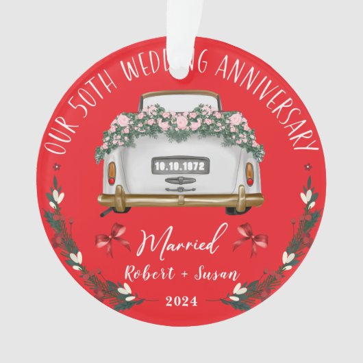 50th Wedding Jubileum Keepomwille Design Ornament (voorkant)