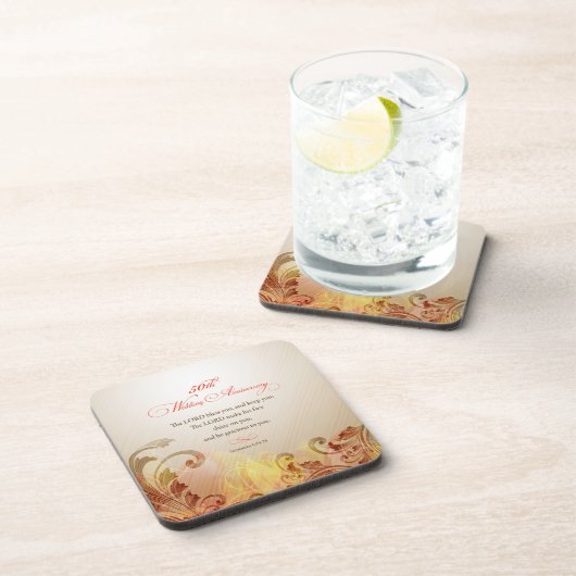 50th Wedding Jubileum, Lord Bless & Keep Drankjes Onderzetter (Rechterzijde)
