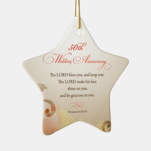 50th Wedding Jubileum, Lord Bless & Keep Keramisch Ornament (Rechts)