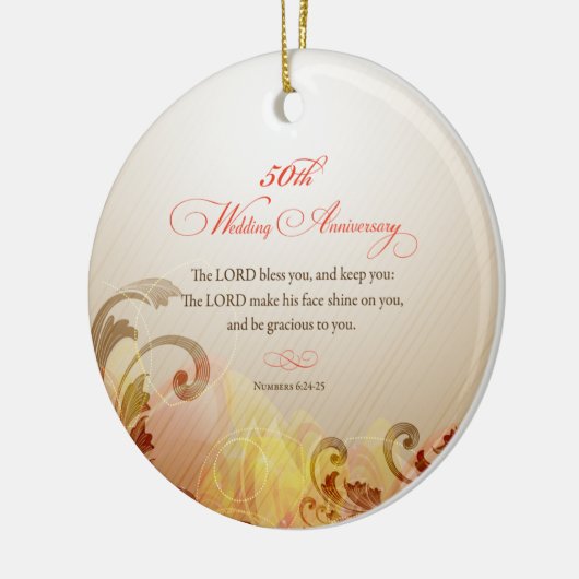 50th Wedding Jubileum, Lord Bless & Keep Keramisch Ornament (Links)