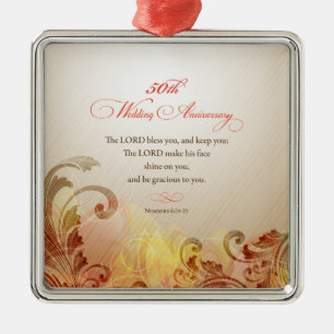50th Wedding Jubileum, Lord Bless & Keep Metalen Ornament