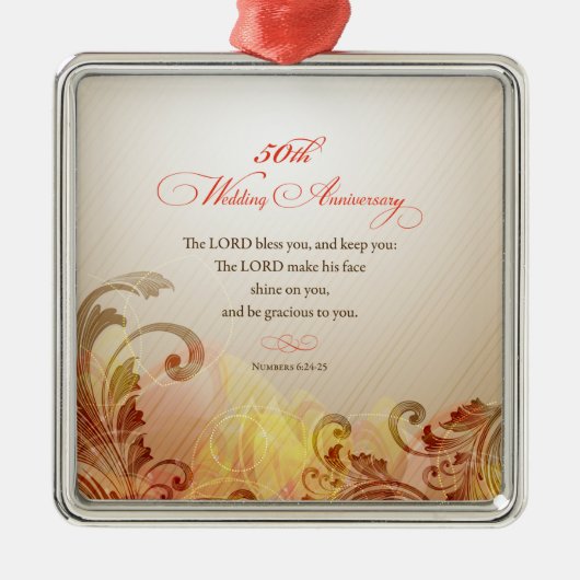 50th Wedding Jubileum, Lord Bless & Keep Metalen Ornament (Voorkant)