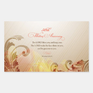 50th Wedding Jubileum, Lord Bless & Keep Rechthoekige Sticker