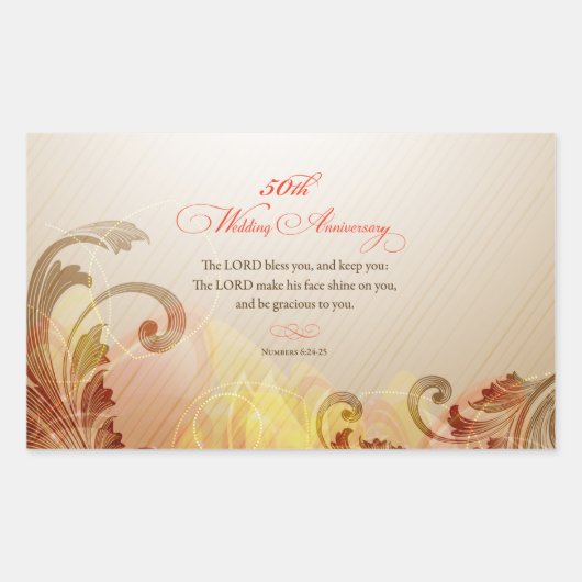 50th Wedding Jubileum, Lord Bless & Keep Rechthoekige Sticker (Voorkant)