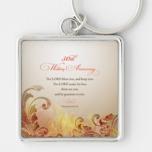50th Wedding Jubileum, Lord Bless & Keep Sleutelhanger (Voorkant)