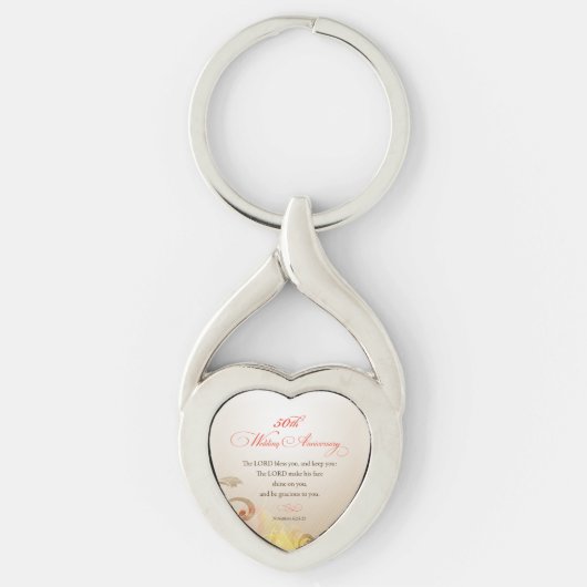 50th Wedding Jubileum, Lord Bless & Keep Sleutelhanger (Voorkant)