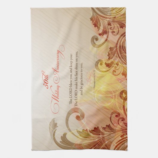 50th Wedding Jubileum, Lord Bless & Keep Theedoek (Verticaal)