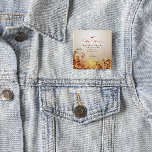 50th Wedding Jubileum, Lord Bless & Keep Vierkante Button 5,1 Cm (In situ)